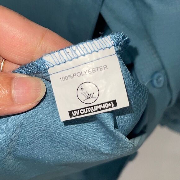 Sportswear Women’s UV Cut Polyester Button-Down Shirt Blue Medium - Picture 4 of 9